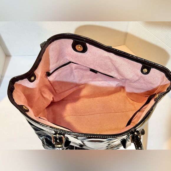 Dooney and Bourke Black Patent Leather Travel Tote Bag Used Good Condition - Picture 9 of 16